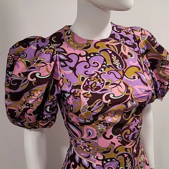TED BAKER Flickl – Short Sleeve Printed Mini Dress Blk Pink  - Picture 3 of 13